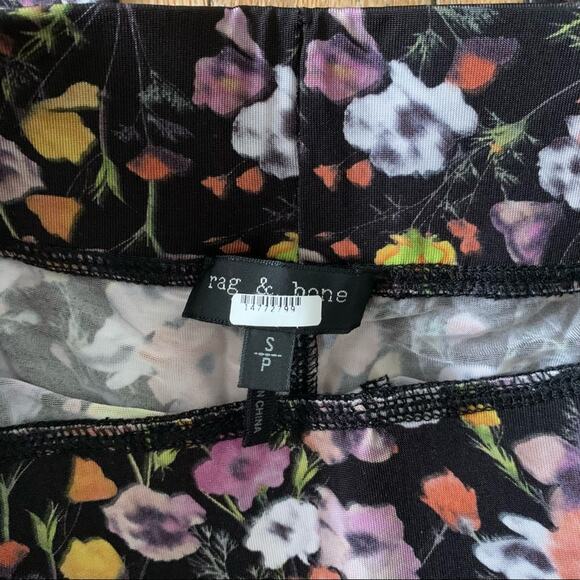 RAG & BONE Black Floral Sabeen Printed Tights-S - Picture 8 of 9